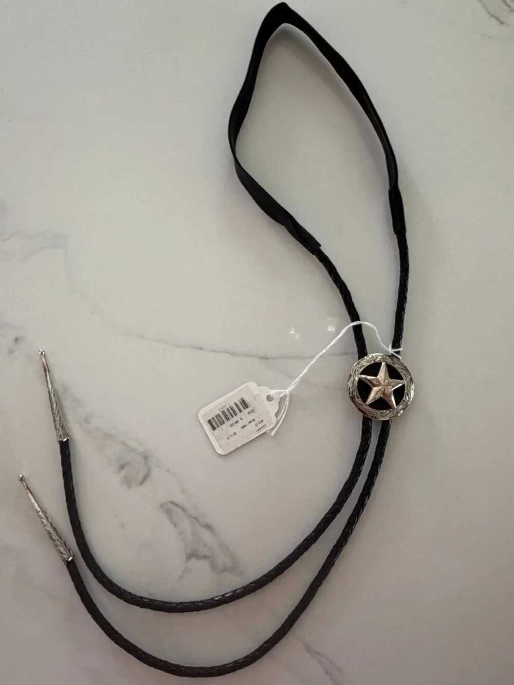 Bolo Tie with Silver 3D Star and Comfort Strap